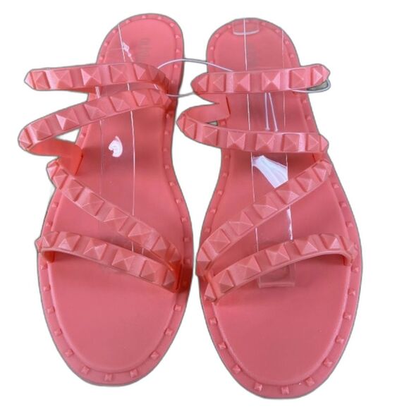 Olivia Miller Jelly Sandals Women's Sz 8 Strappy Studded  New Preppy Boho Beach - Picture 1 of 6